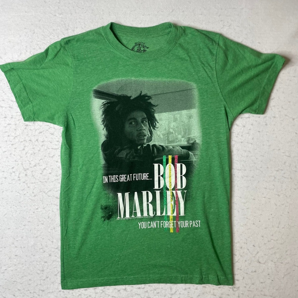 Catch A Fire Bob Marley Graphic T-Shirt Mens Green Reggae Music Short Sleeve Tee